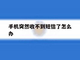 手机突然收不到短信了怎么办