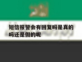 关于短信报警会有回复吗是真的吗还是假的呢的信息