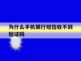 为什么手机银行短信收不到验证码