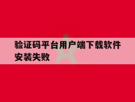 验证码平台用户端下载软件安装失败