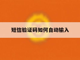 短信验证码如何自动输入