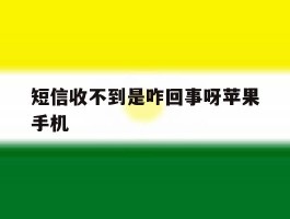 短信收不到是咋回事呀苹果手机