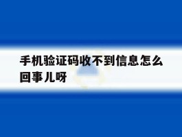 手机验证码收不到信息怎么回事儿呀
