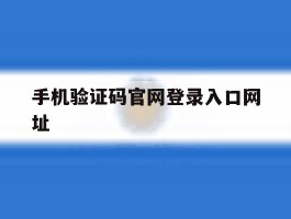 手机验证码官网登录入口网址