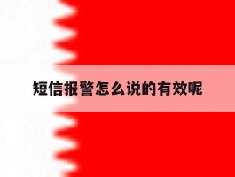短信报警怎么说的有效呢