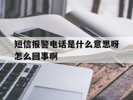 短信报警电话是什么意思呀怎么回事啊