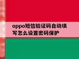 oppo短信验证码自动填写怎么设置密码保护