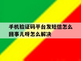 手机验证码平台发短信怎么回事儿呀怎么解决的简单介绍