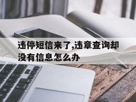 违停短信来了,违章查询却没有信息怎么办的简单介绍