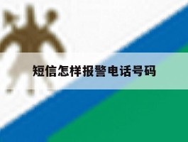 短信怎样报警电话号码