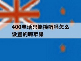 400电话只能接听吗怎么设置的呢苹果