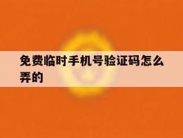 免费临时手机号验证码怎么弄的