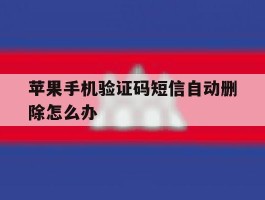 苹果手机验证码短信自动删除怎么办
