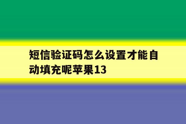 关于短信验证码怎么设置才能自动填充呢苹果13的信息 关于短信验证码怎么设置才能自动填充呢苹果13的信息