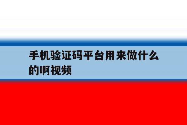 手机验证码平台用来做什么的啊视频 手机验证码平台用来做什么的啊视频