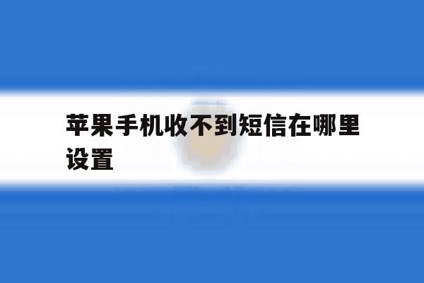 苹果手机收不到短信在哪里设置 苹果手机收不到短信在哪里设置