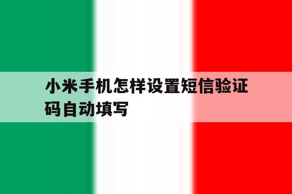 小米手机怎样设置短信验证码自动填写 小米手机怎样设置短信验证码自动填写