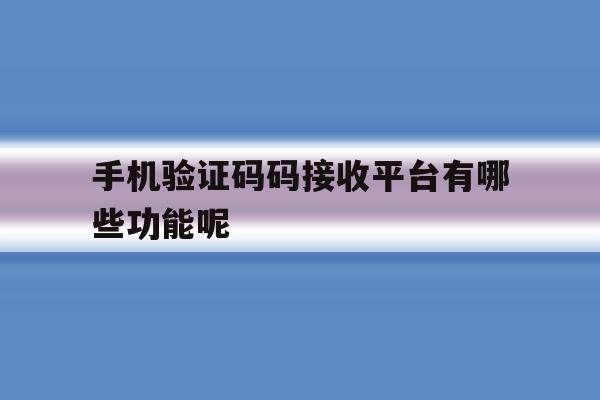 手机验证码码接收平台有哪些功能呢 手机验证码码接收平台有哪些功能呢