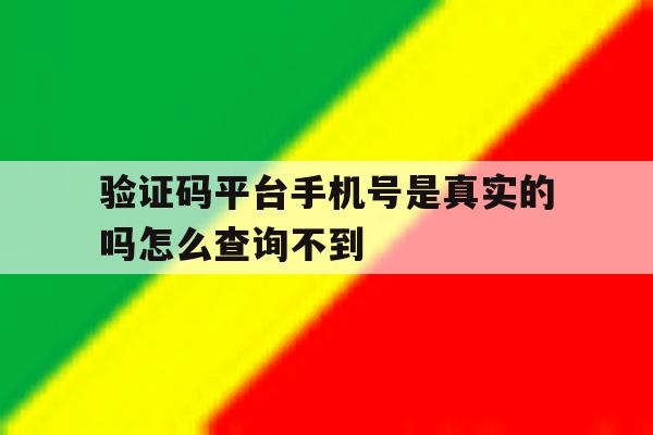 验证码平台手机号是真实的吗怎么查询不到 验证码平台手机号是真实的吗怎么查询不到