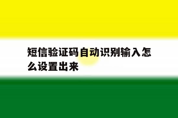 短信验证码自动识别输入怎么设置出来 短信验证码自动识别输入怎么设置出来