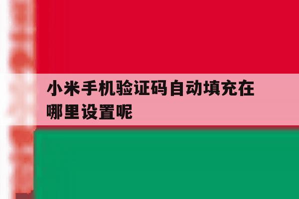 小米手机验证码自动填充在哪里设置呢 小米手机验证码自动填充在哪里设置呢