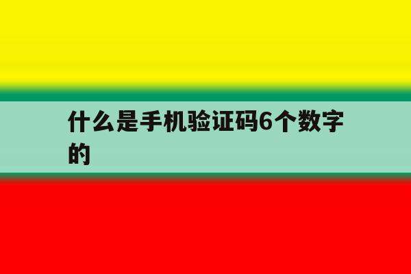 什么是手机验证码6个数字的 什么是手机验证码6个数字的