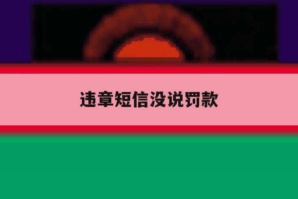 违章短信没说罚款 违章短信没说罚款