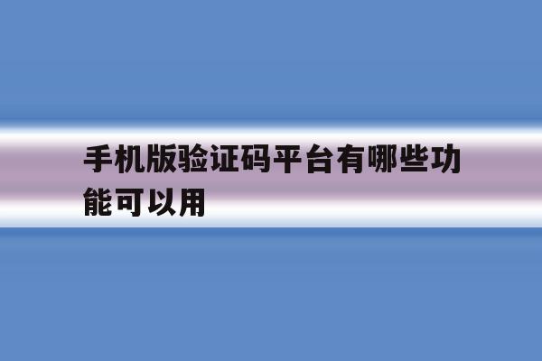 手机版验证码平台有哪些功能可以用 手机版验证码平台有哪些功能可以用
