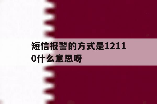 短信报警的方式是12110什么意思呀 短信报警的方式是12110什么意思呀