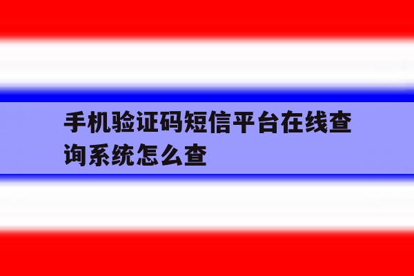 手机验证码短信平台在线查询系统怎么查 手机验证码短信平台在线查询系统怎么查