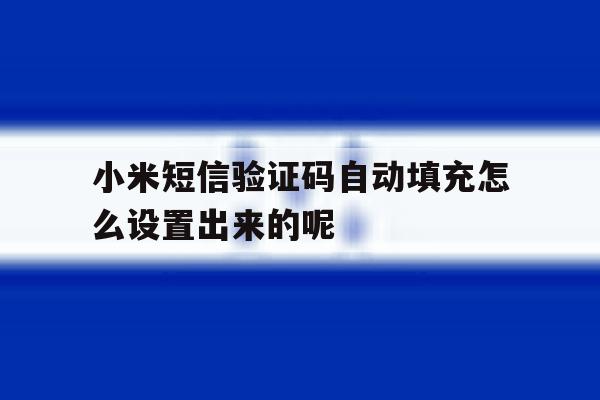 包含小米短信验证码自动填充怎么设置出来的呢的词条 包含小米短信验证码自动填充怎么设置出来的呢的词条