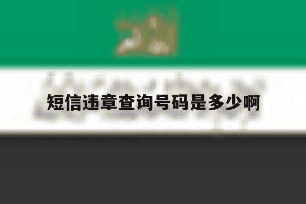 短信违章查询号码是多少啊 短信违章查询号码是多少啊