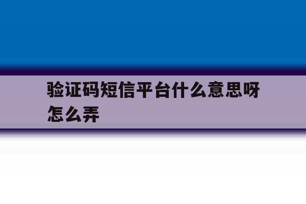 验证码短信平台什么意思呀怎么弄 验证码短信平台什么意思呀怎么弄