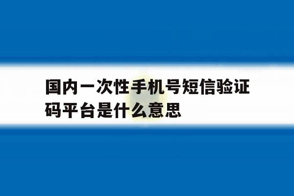 国内一次性手机号短信验证码平台是什么意思 国内一次性手机号短信验证码平台是什么意思
