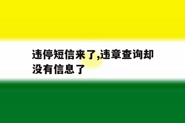 违停短信来了,违章查询却没有信息了 违停短信来了,违章查询却没有信息了