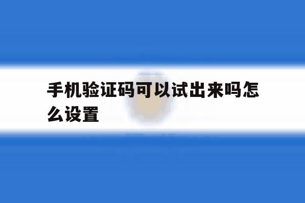 手机验证码可以试出来吗怎么设置 手机验证码可以试出来吗怎么设置