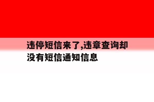 违停短信来了,违章查询却没有短信通知信息 违停短信来了,违章查询却没有短信通知信息