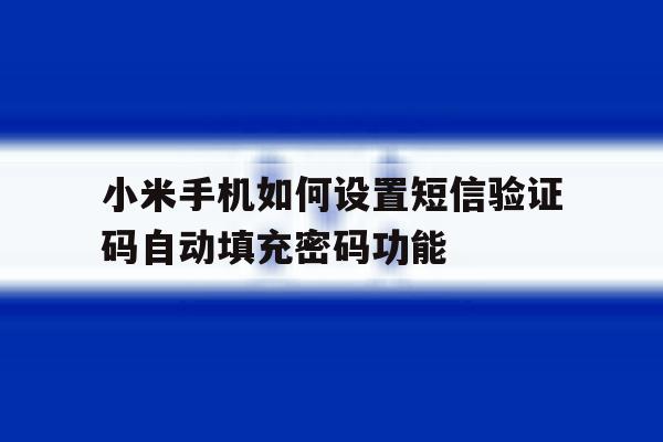 包含小米手机如何设置短信验证码自动填充密码功能的词条 包含小米手机如何设置短信验证码自动填充密码功能的词条