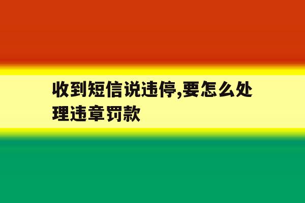 收到短信说违停,要怎么处理违章罚款 收到短信说违停,要怎么处理违章罚款